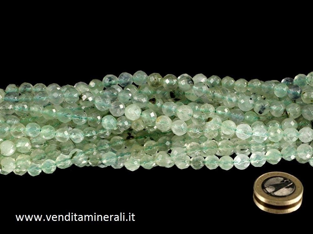 Collana di prenite con sfere sfaccettate da 10 mm di diametro