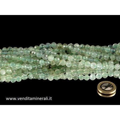 Collana di prenite con sfere sfaccettate da 10 mm di diametro