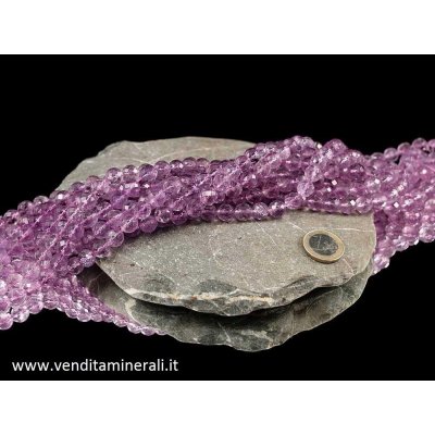 Collana a pallina sfaccettata color ambra lilla da 10 mm