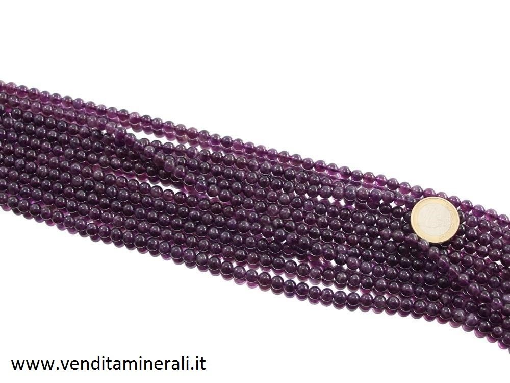 Collana con una sfera di 6 mm di ametista