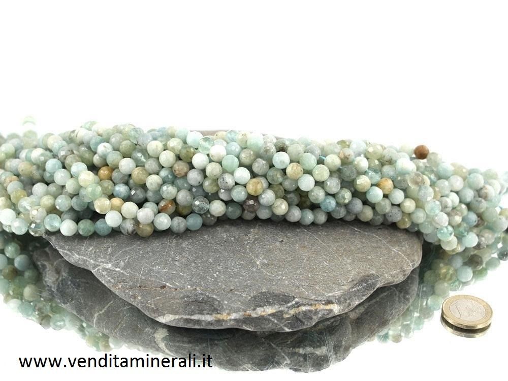Collana sfaccettata color acquamarina 8 mm cat. B