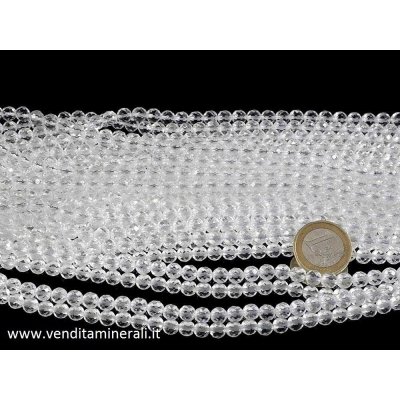 Collana sfaccettata da 6 mm in cristallo di rocca