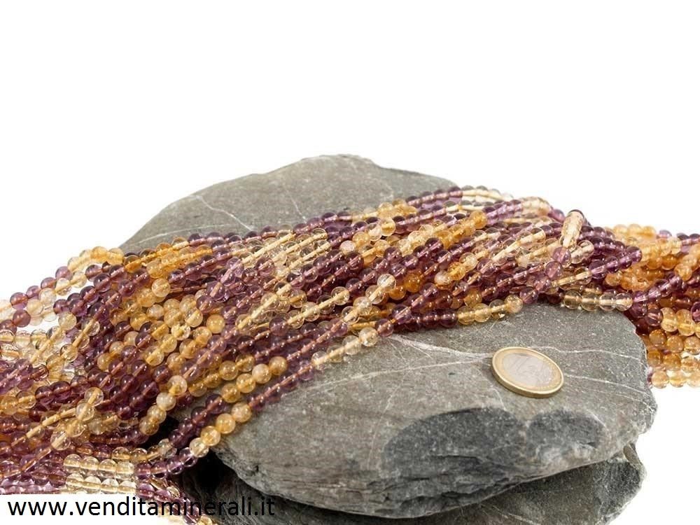 Collana a palla di ametista / citrino da 6 mm