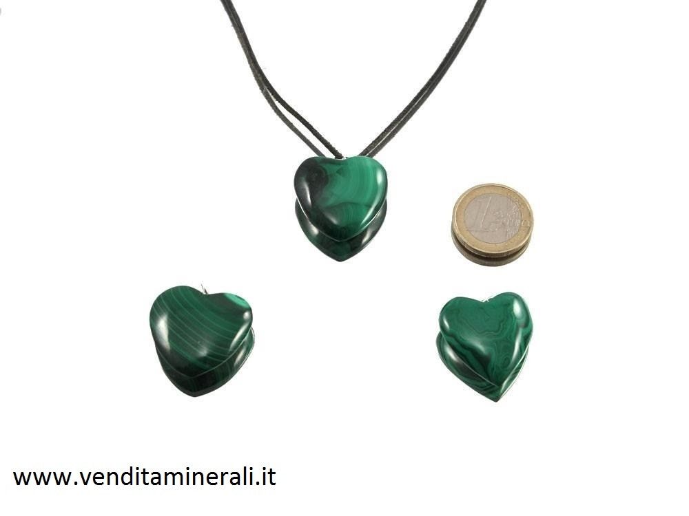 Ciondolo a forma di cuore in malachite - 1 pezzo
