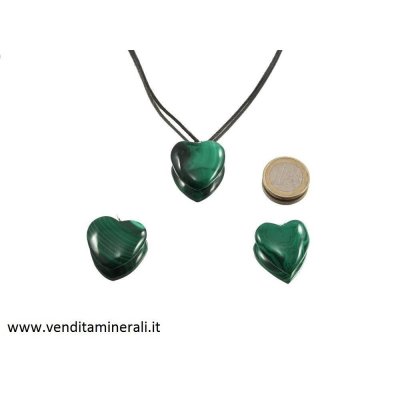 Ciondolo a forma di cuore in malachite - 1 pezzo