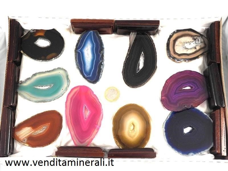 Pietre di agata con base in legno - 10 pezzi