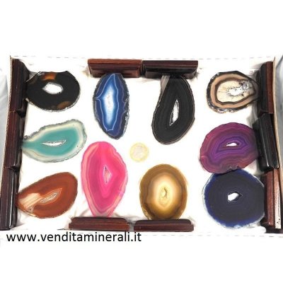 Pietre di agata con base in legno - 10 pezzi