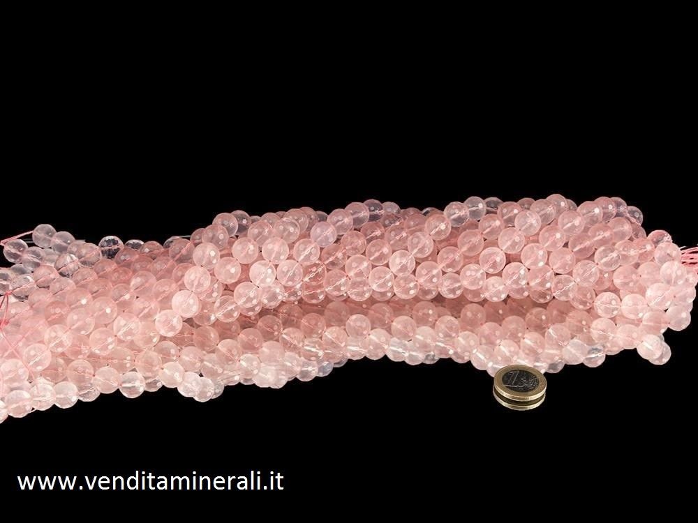 Collana di quarzo rosa da 12 mm, Minerali Gioielli