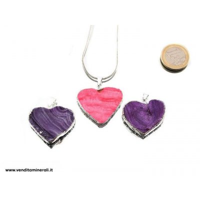 Cuore di agata serpente colorato - 3 Pezzi