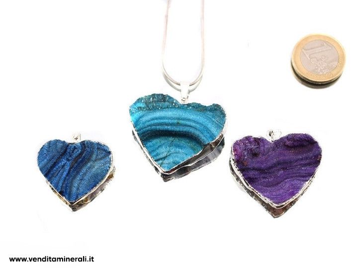 Cuore di agata serpente colorato - 3 Pezzi