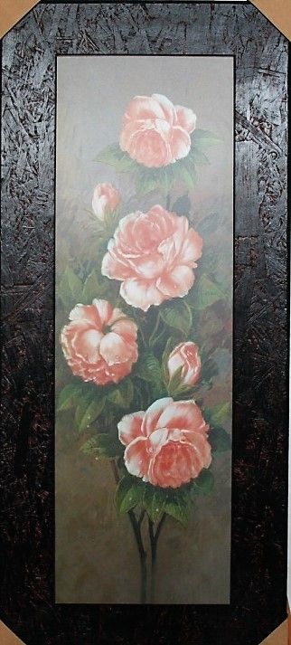 QUADRO BRANCH OF PINK ROSES di JOHN DOUGLAS FALSI D'AUTORE
