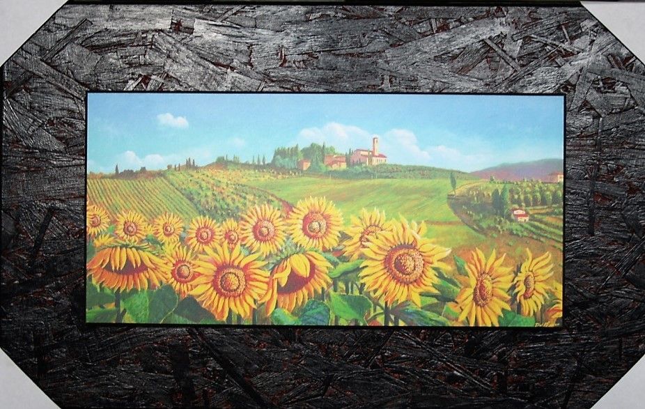 QUADRO CAMPO DI GIRASOLI FALSI D'AUTORE