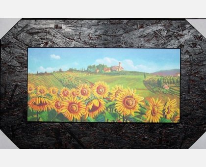 QUADRO CAMPO DI GIRASOLI FALSI D'AUTORE