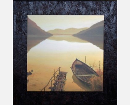 QUADRO BARCA NEL LAGO FALSI D'AUTORE