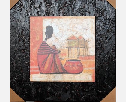 QUADRO VITA QUOTIDIANA AFRICANA FALSI D'AUTORE