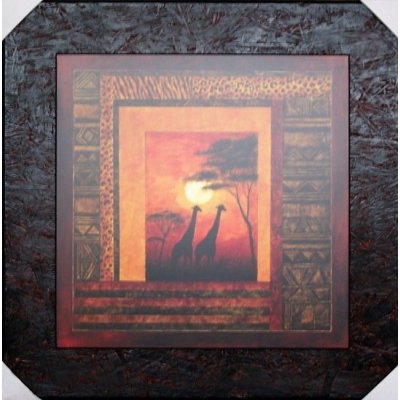 QUADRO GIRAFFE SU SFONDO ROSSO FALSI D'AUTORE