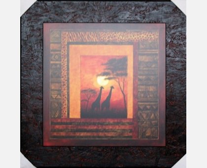 QUADRO GIRAFFE SU SFONDO ROSSO FALSI D'AUTORE