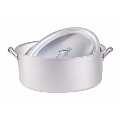 Pentole Agnelli ALSA126S36 Casseruola Ovale con Coperchio in Alluminio, con 2 Manici in Acciaio Inossidabile, Argento