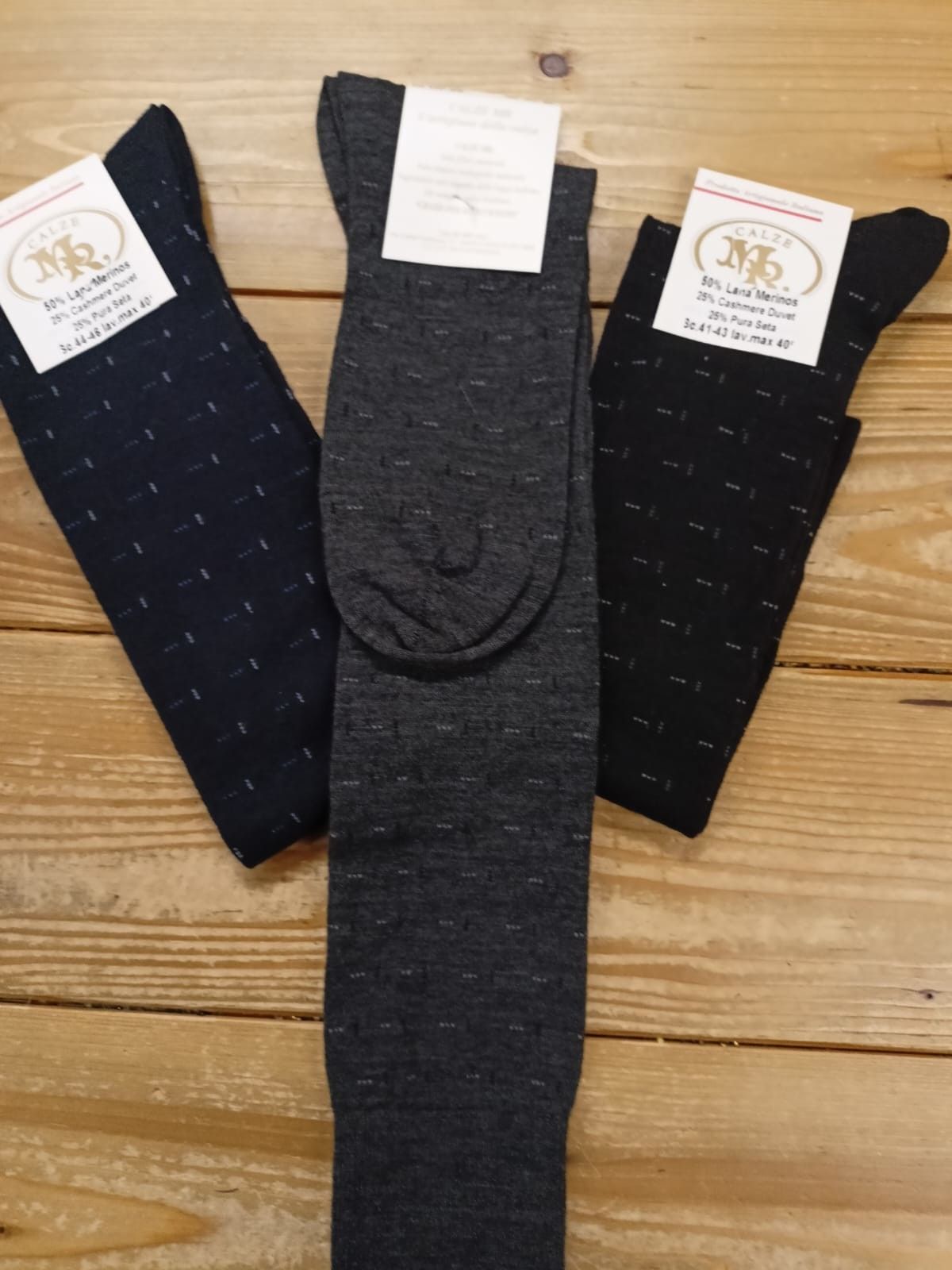 CALZETTONE UOMO ARTIGIANALE 50%LANA MERINO 25%PURA SETA 25%CASHMERE