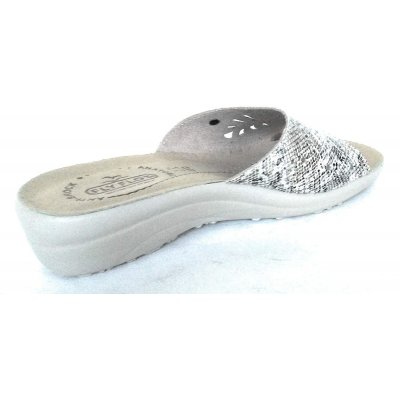 Fly Flot T4A54 R3 Bianco Ciabatte Donna Made in Italy Sottopiede Vera Pelle Zeppa 4 CM Antiscivolo ANTISHOCK Anatomica