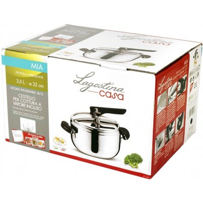Lagostina 7503 MIA Pentola a Pressione, 3.5 L, Acciaio Inox 18/10, Argento, 22 cm