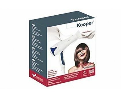 KOOPER ASCIUGACAPELLI 2200 WATT NUOVO + 2 DIFFUSORI 3 REGOLAZIONI DI TEMPERATURA