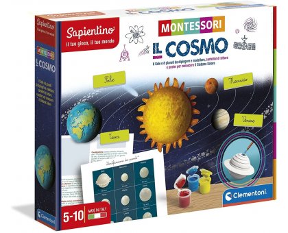 Clementoni- Sapientino Cosmo Montessori 5 Anni, Gioco educativo per Esplorare Il Sistema Solare, Sviluppo linguaggio-Made in Italy, Multicolore, 16359