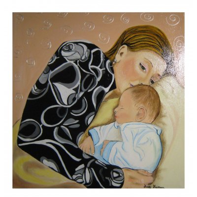 Ritratto di mamma con bambino - 50x50
