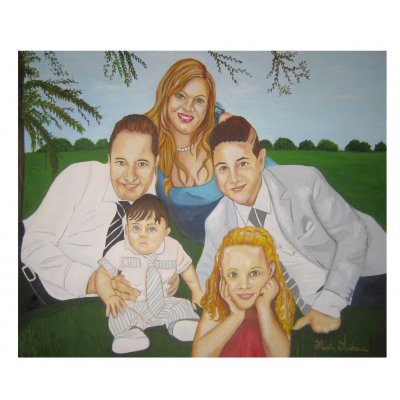 Ritratto di famiglia in giardino