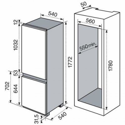 Electrolux RNN 2800 AOW Incasso 277L A+ Bianco frigorifero con congelatore