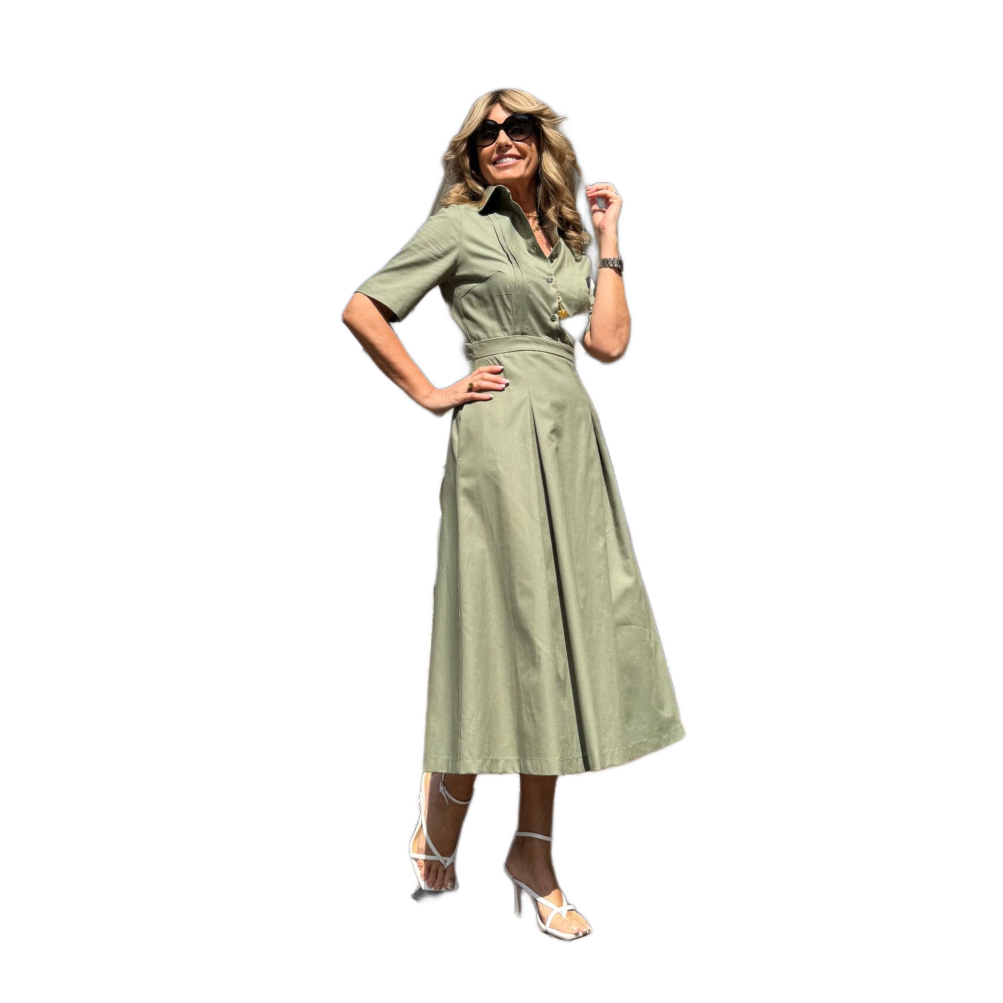Abito Alma Cotone Verde Militare NG71