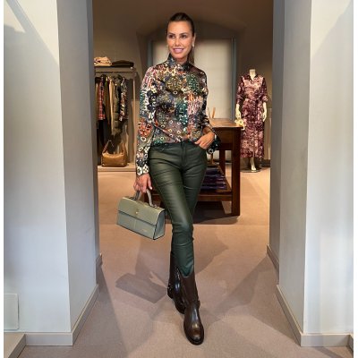 Pantalone Effetto Pelle Verde Militare NG71