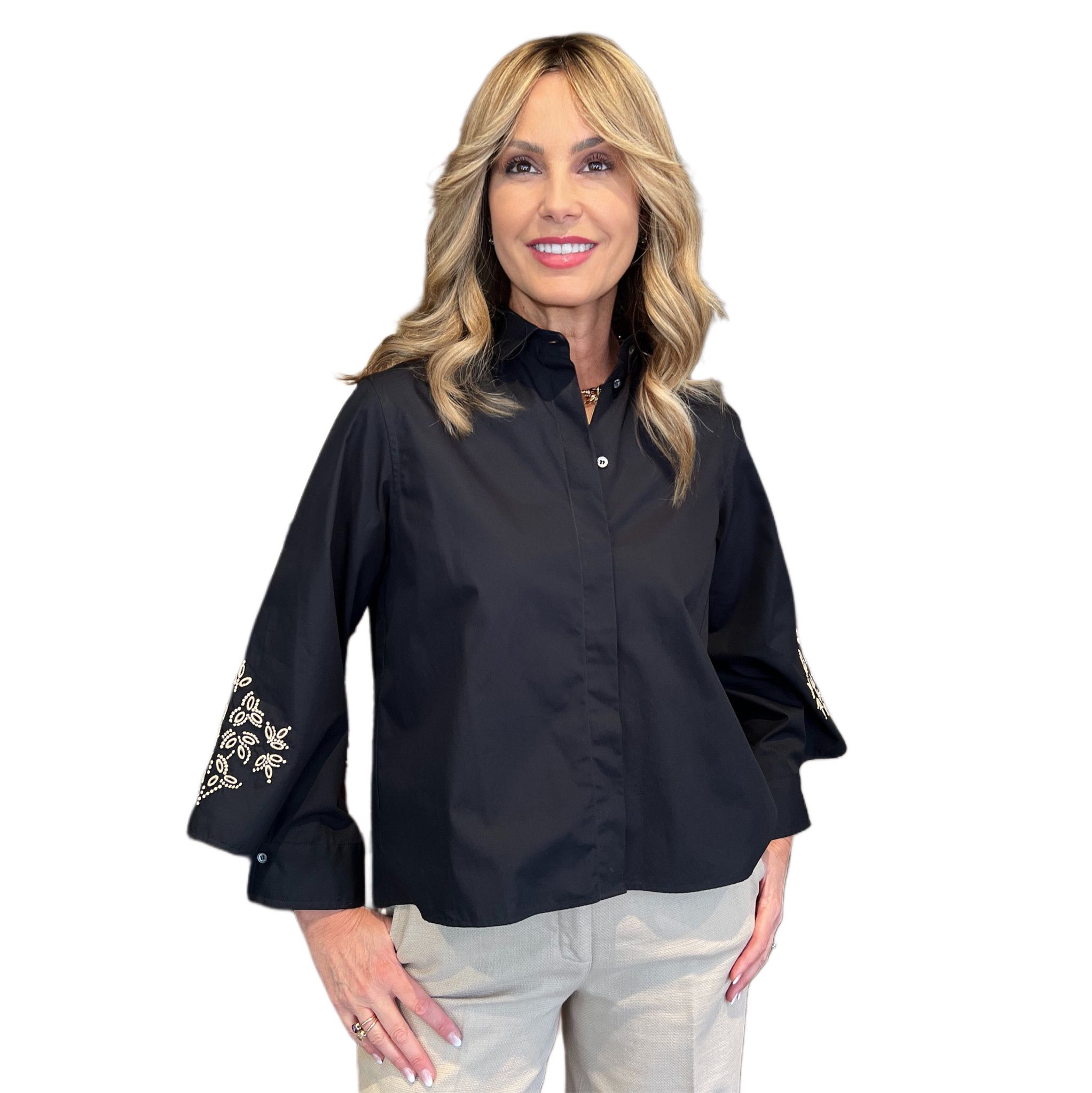 Camicia Nera Ricamo GUGLIELMINOTTI