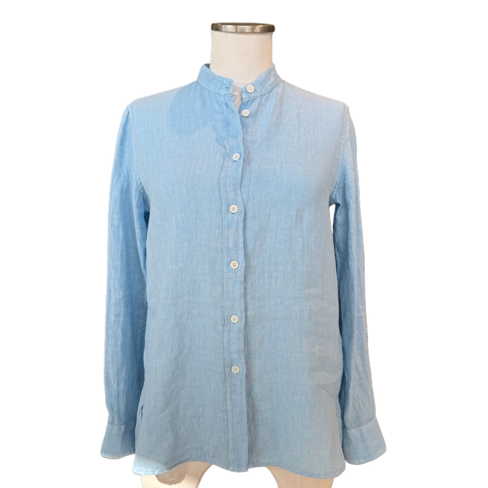 Camicia Coreana Azzurra Lino GUGLIELMINOTTI