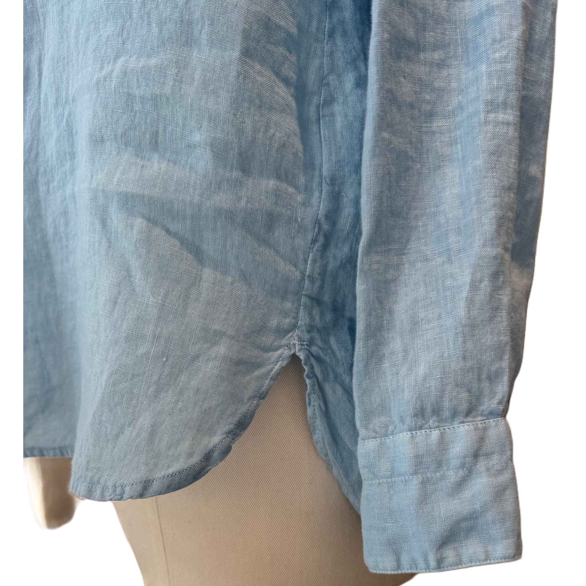 Camicia Coreana Azzurra Lino GUGLIELMINOTTI