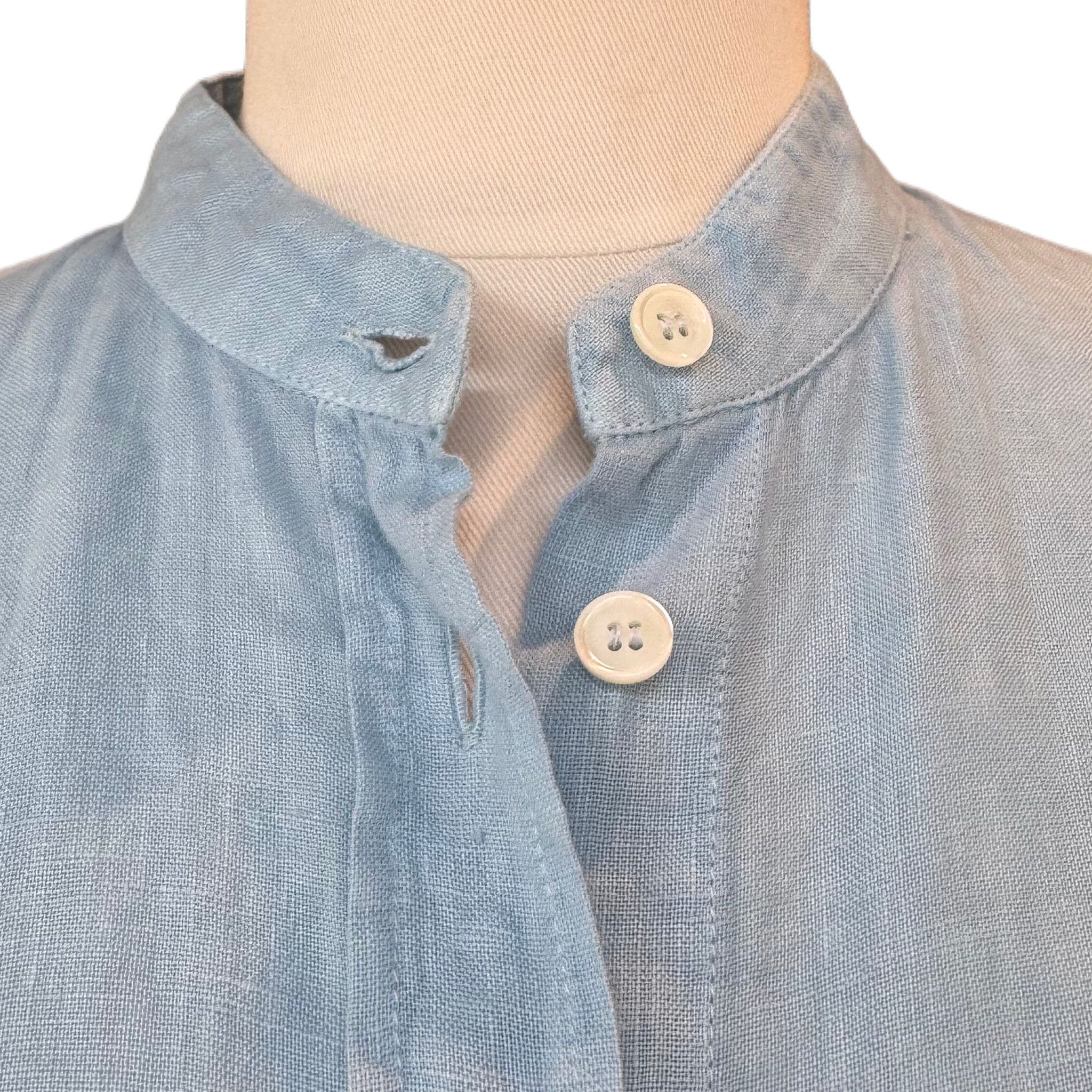 Camicia Coreana Azzurra Lino GUGLIELMINOTTI