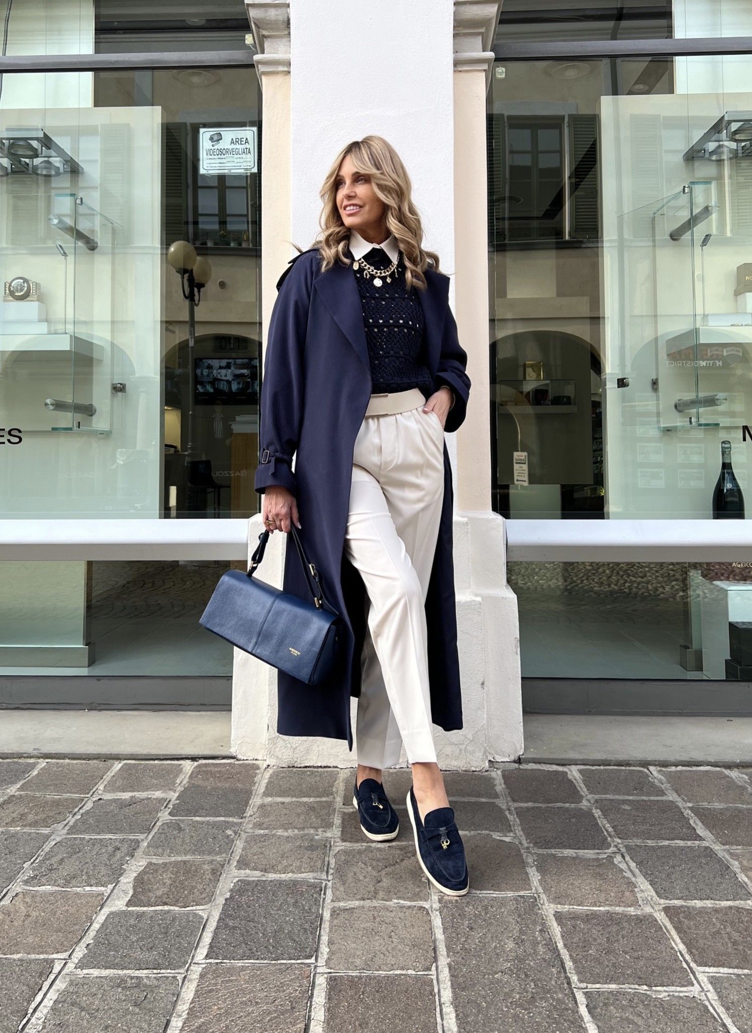 Maglia Tricot Fettucca Blu PESERICO EASY