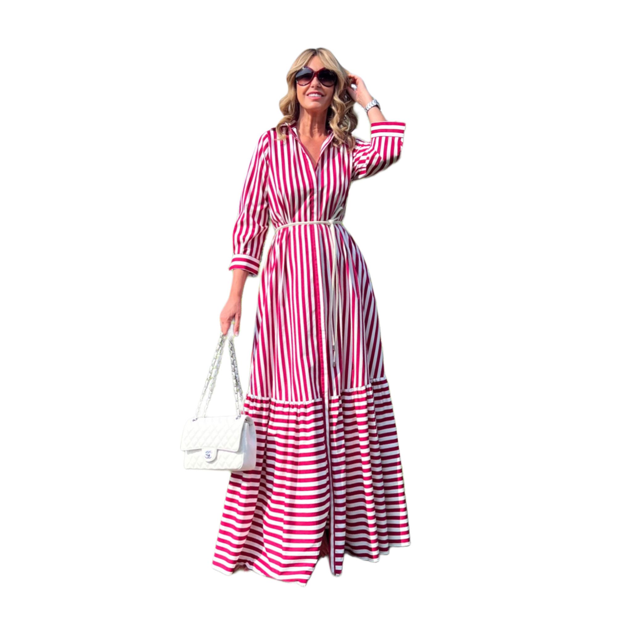 Abito Linda Riga Lampone Cotone NG71
