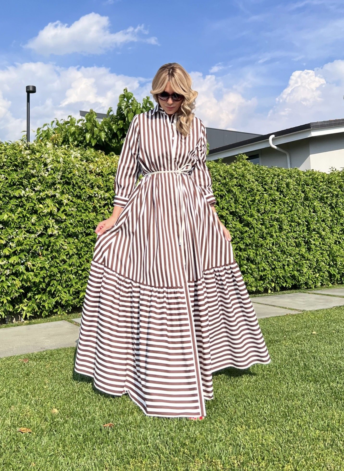 Abito Linda Riga Marrone Cotone NG71