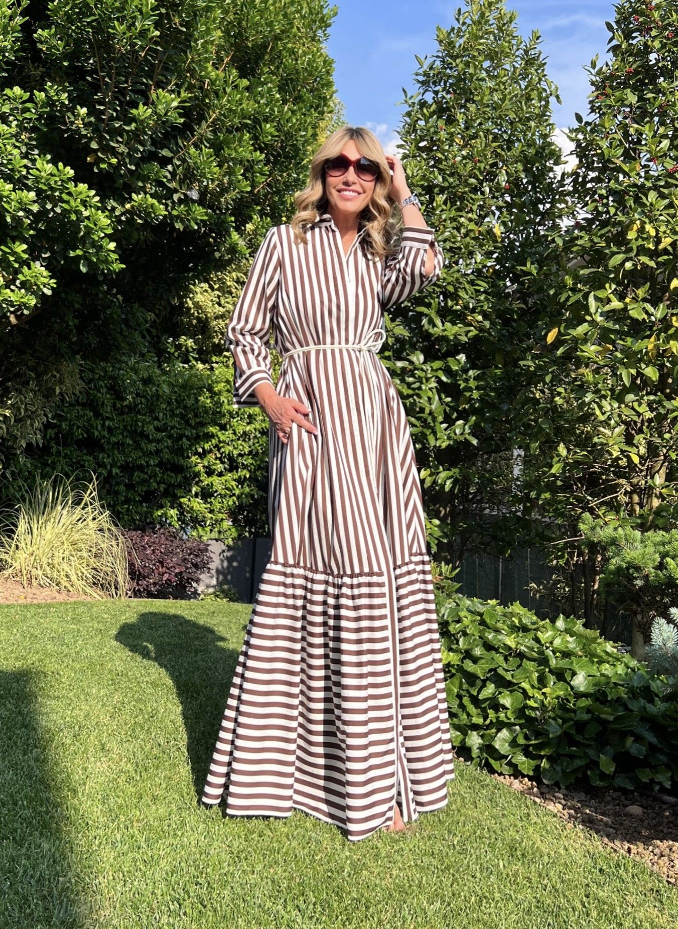 Abito Linda Riga Marrone Cotone NG71
