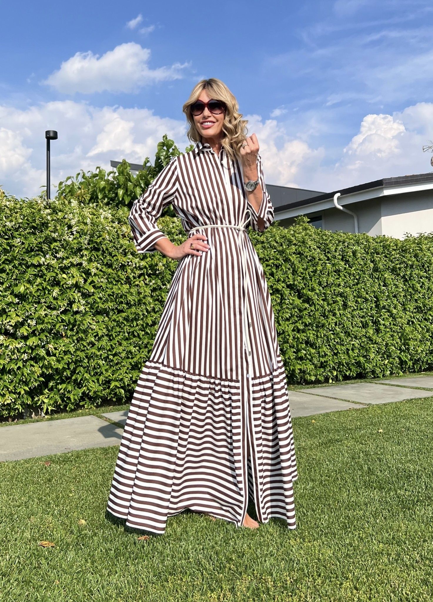 Abito Linda Riga Marrone Cotone NG71