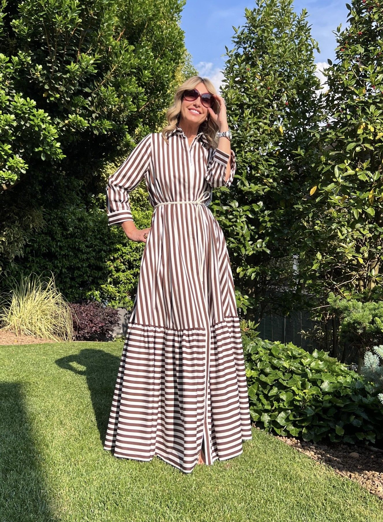 Abito Linda Riga Marrone Cotone NG71