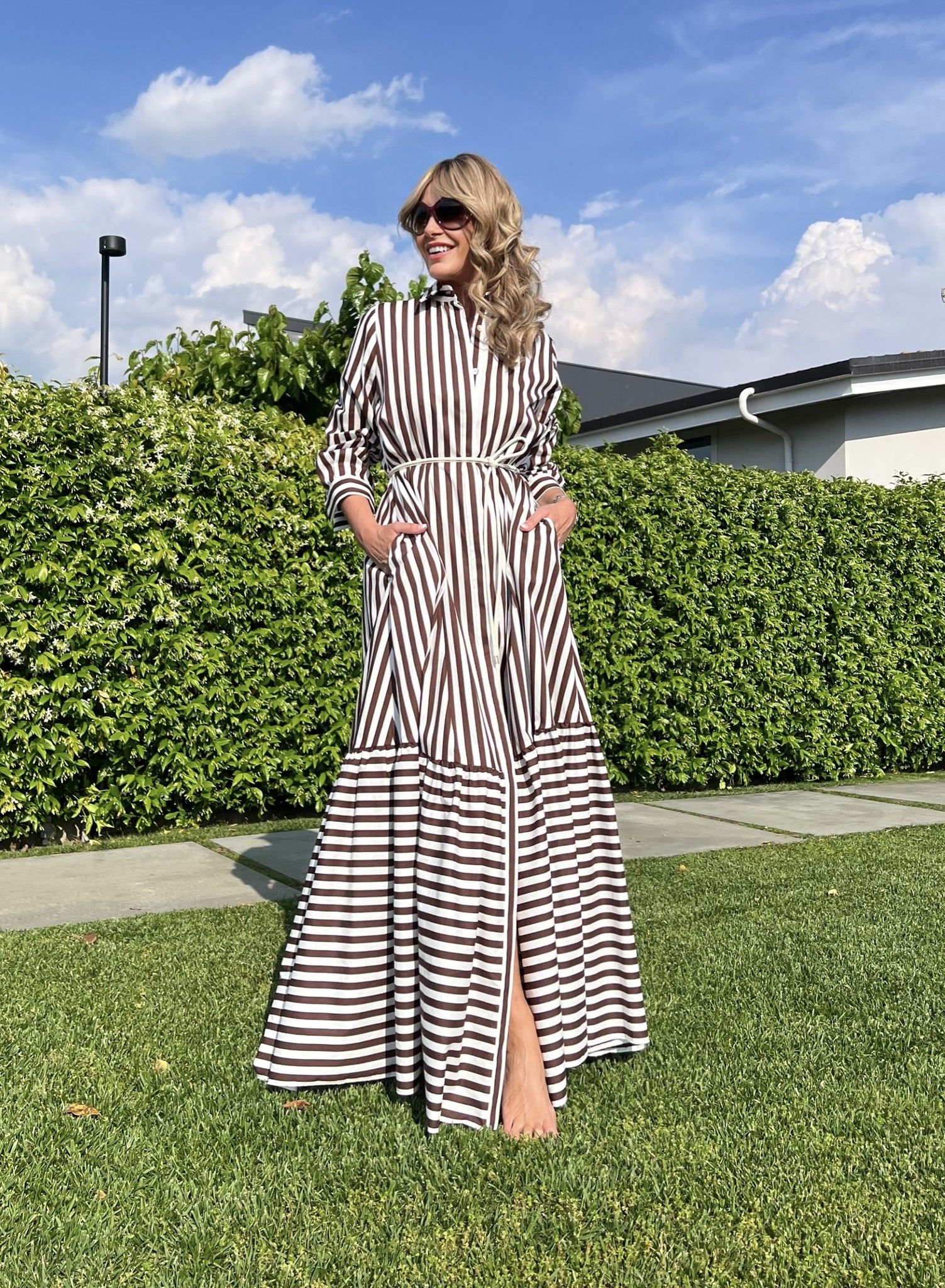 Abito Linda Riga Marrone Cotone NG71