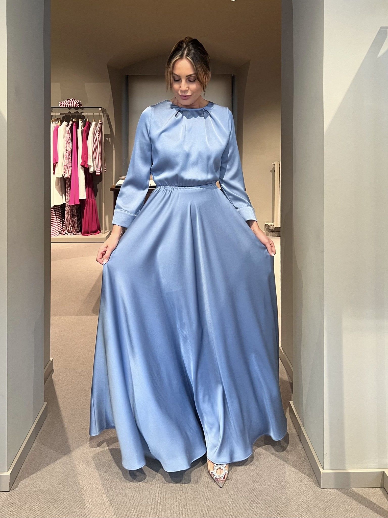 Abito Melissa Azzurro Seta NG71