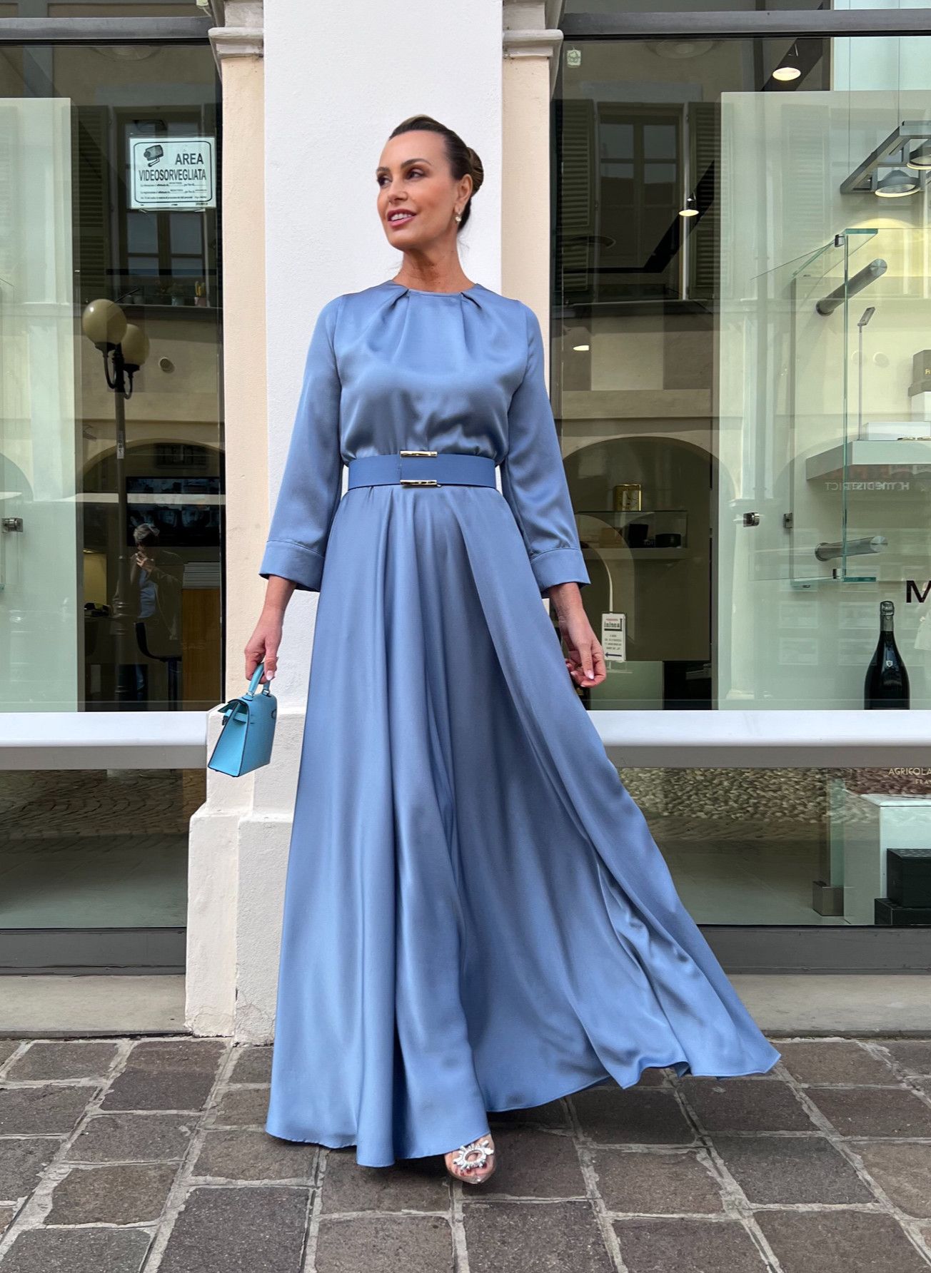 Abito Melissa Azzurro Seta NG71
