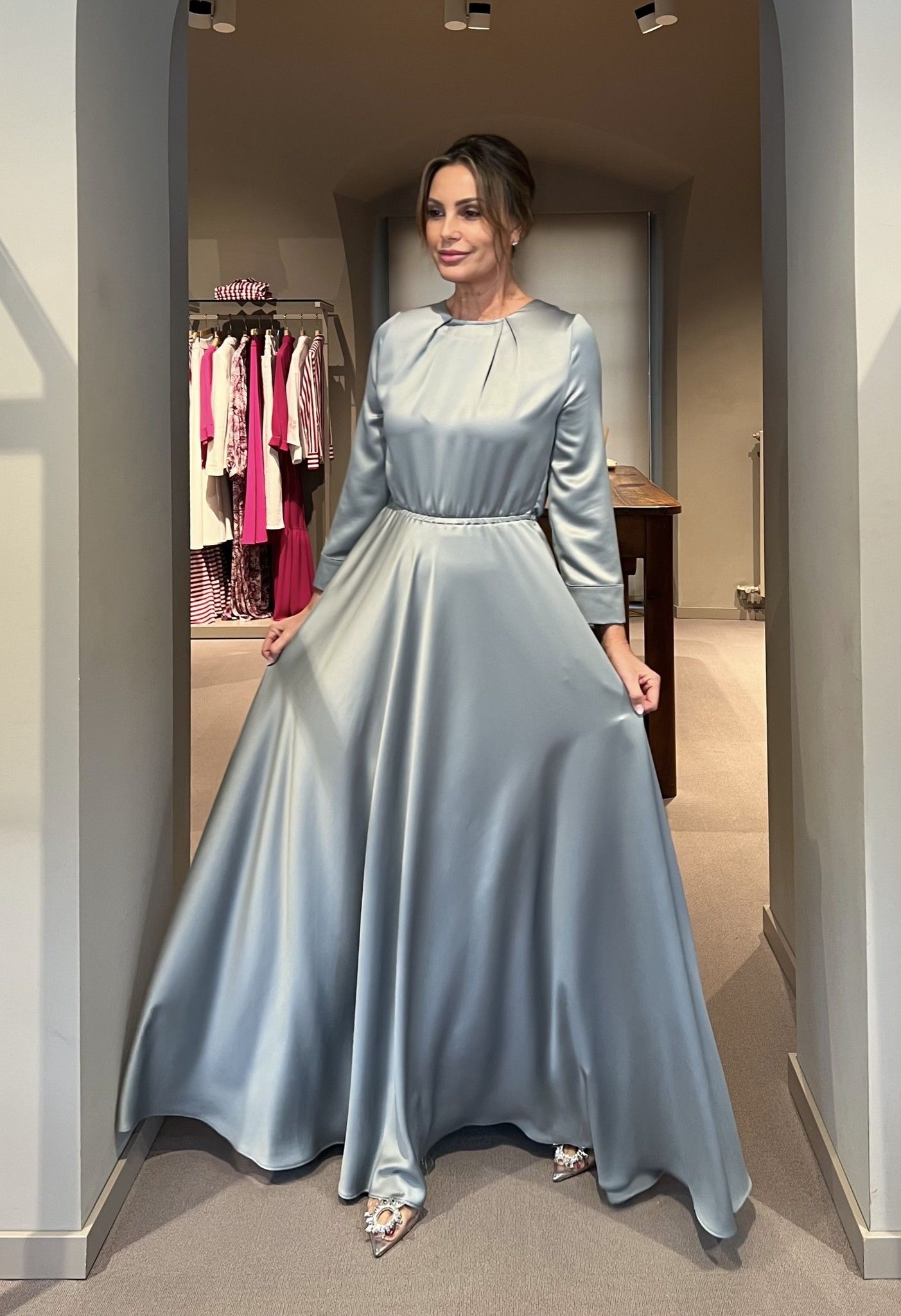 Abito Melissa Grigio Perla Seta NG71