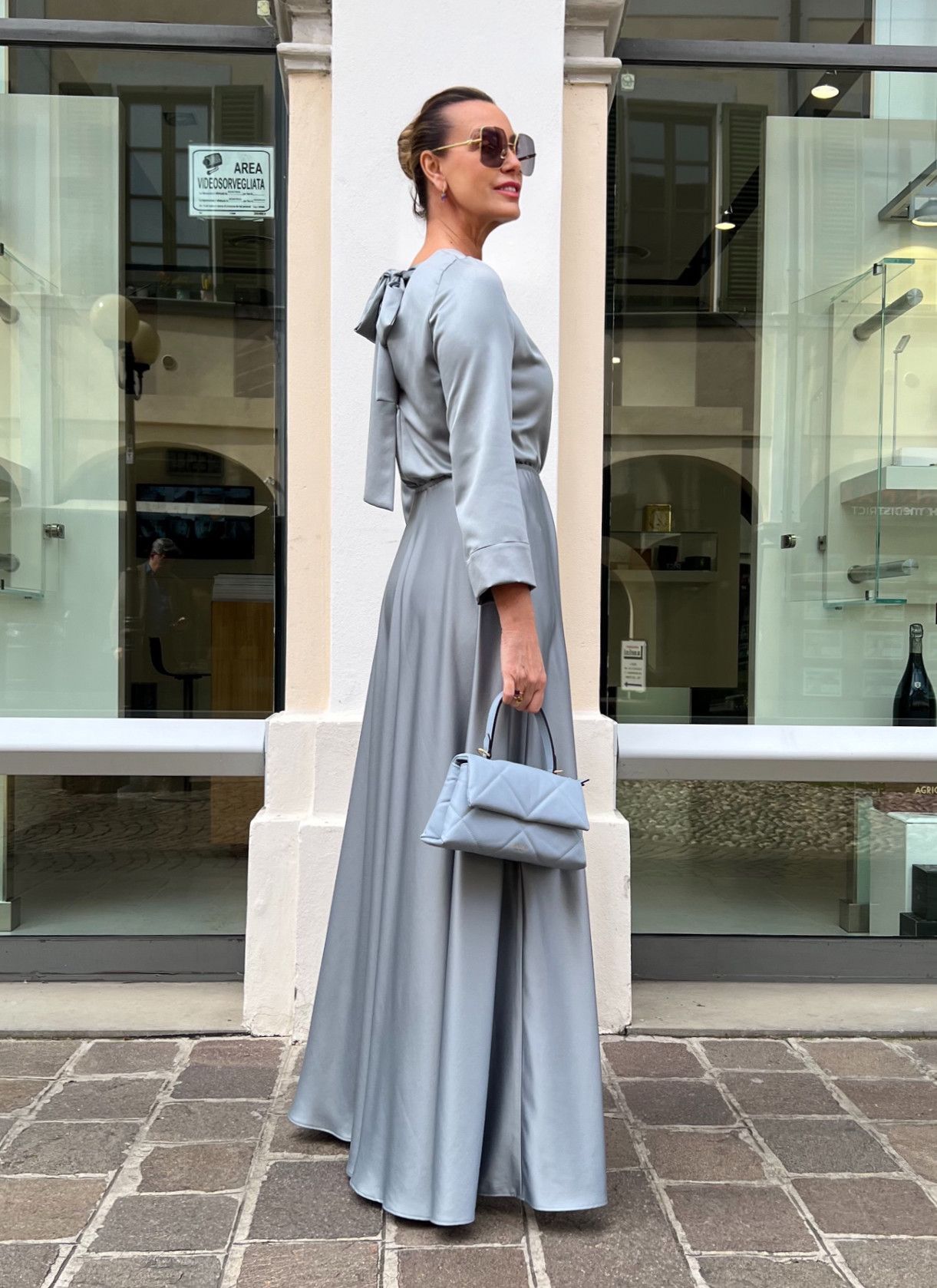Abito Melissa Grigio Perla Seta NG71