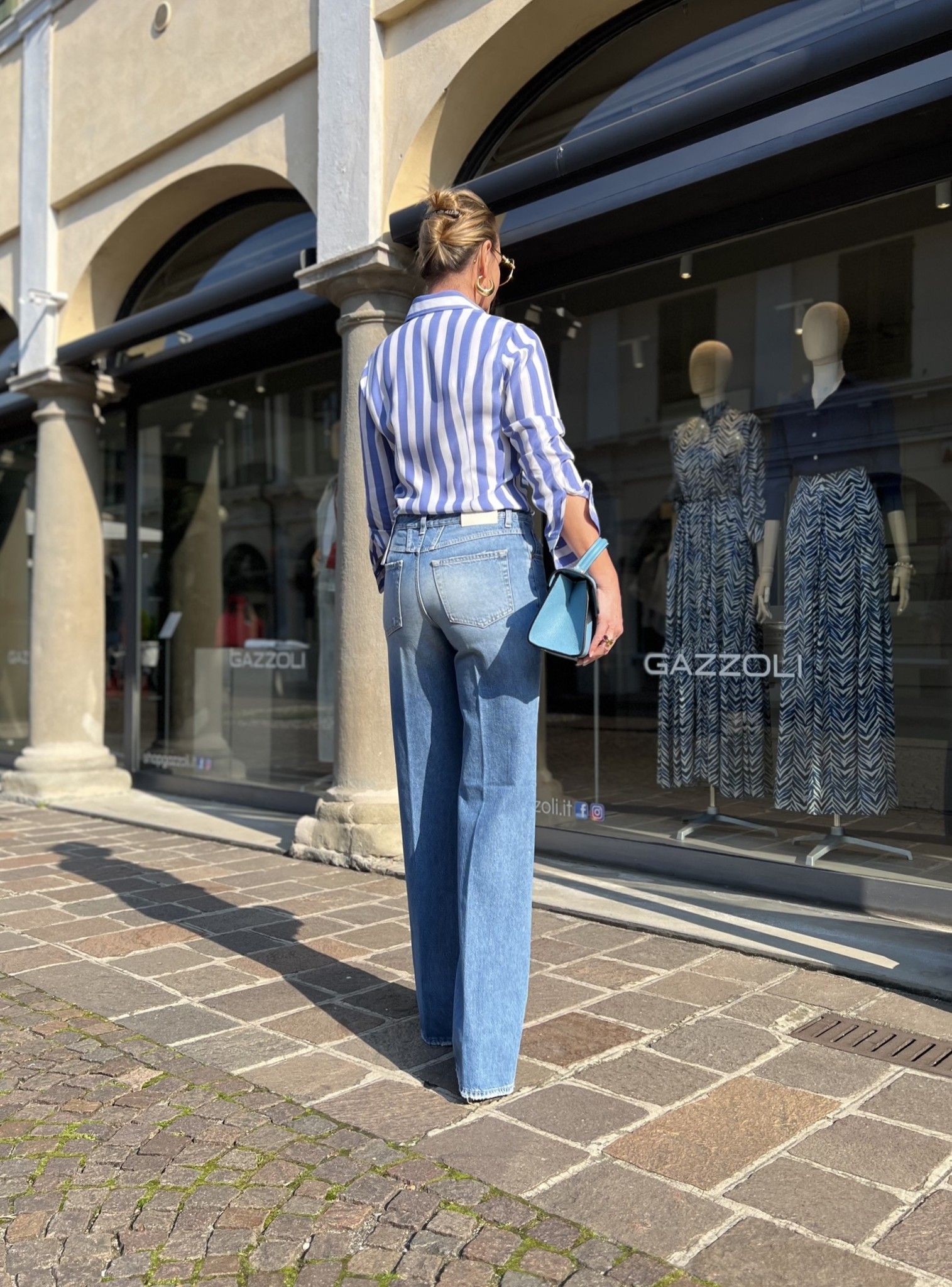 Camicia Barbara Riga Azzurra NG71