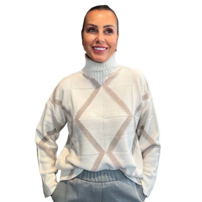 Maglia Panna Intarsio Cammello MAIDA MILA