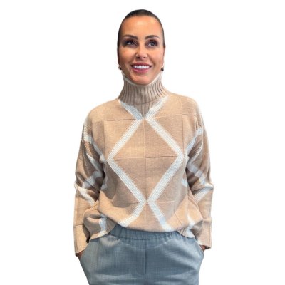 Maglia Cammello Intarsio Panna MAIDA MILA